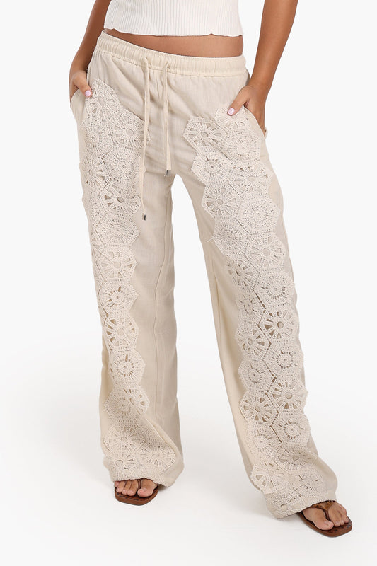 Boho Crochet Panel Pants