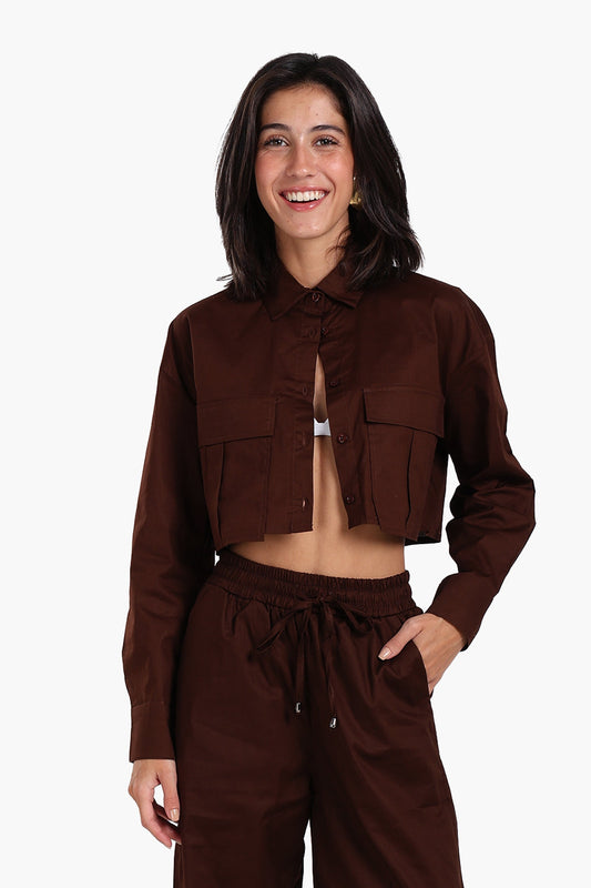 Cropped Poplin Lounge Shirt