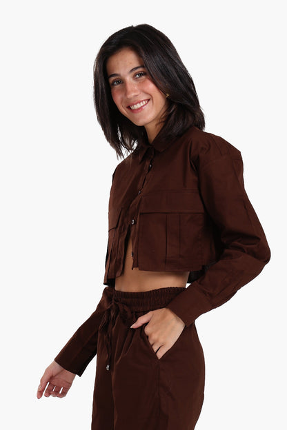 Cropped Poplin Lounge Shirt