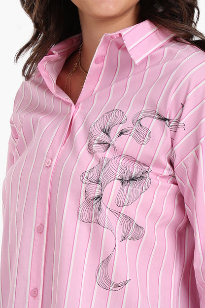 Striped Floral Print Shirt