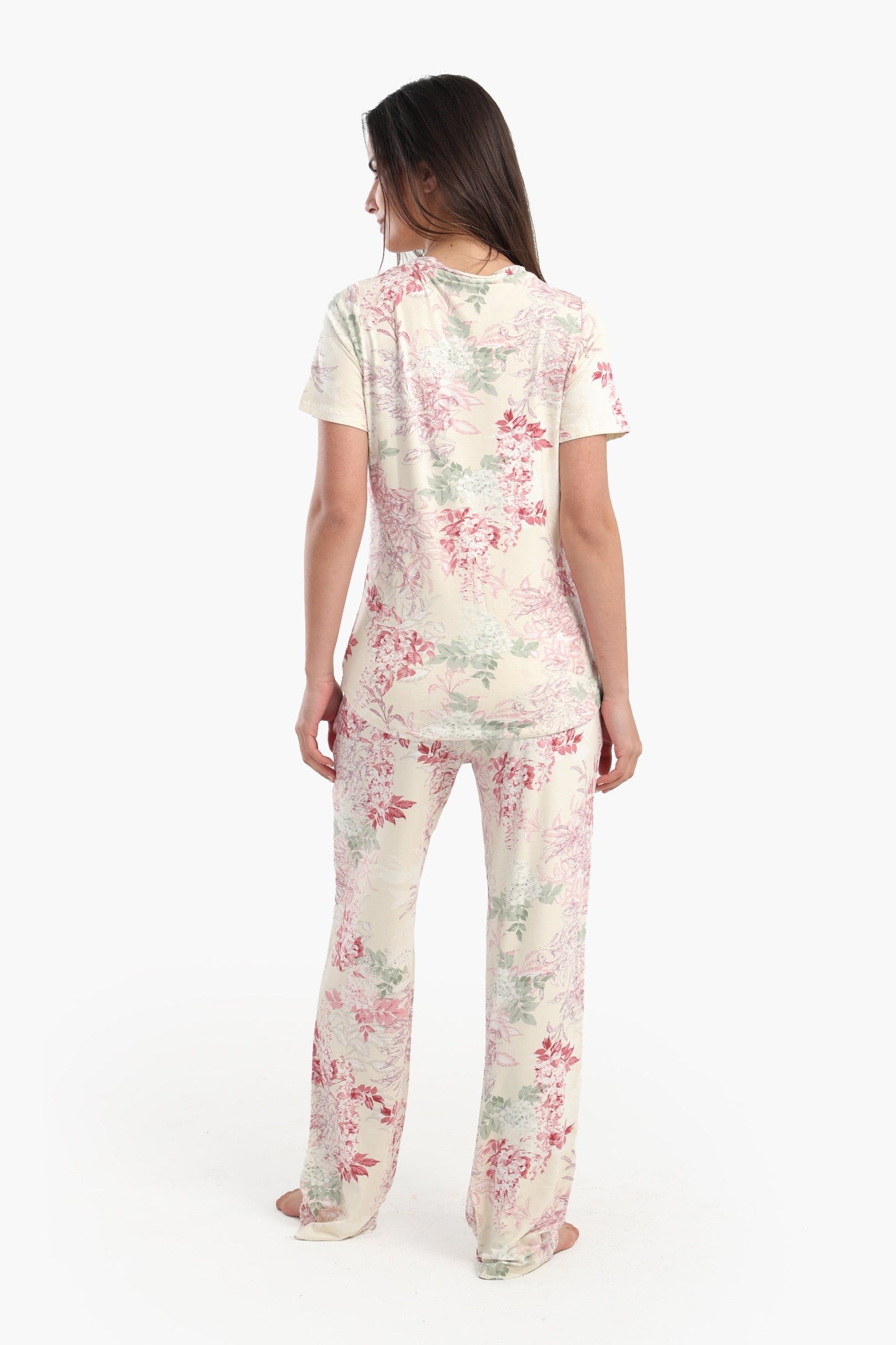 طقم بيجامة بطبعات الأزهار بالكامل