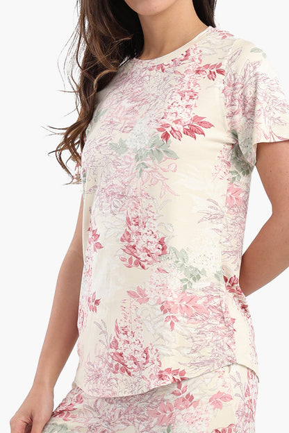 طقم بيجامة بطبعات الأزهار بالكامل