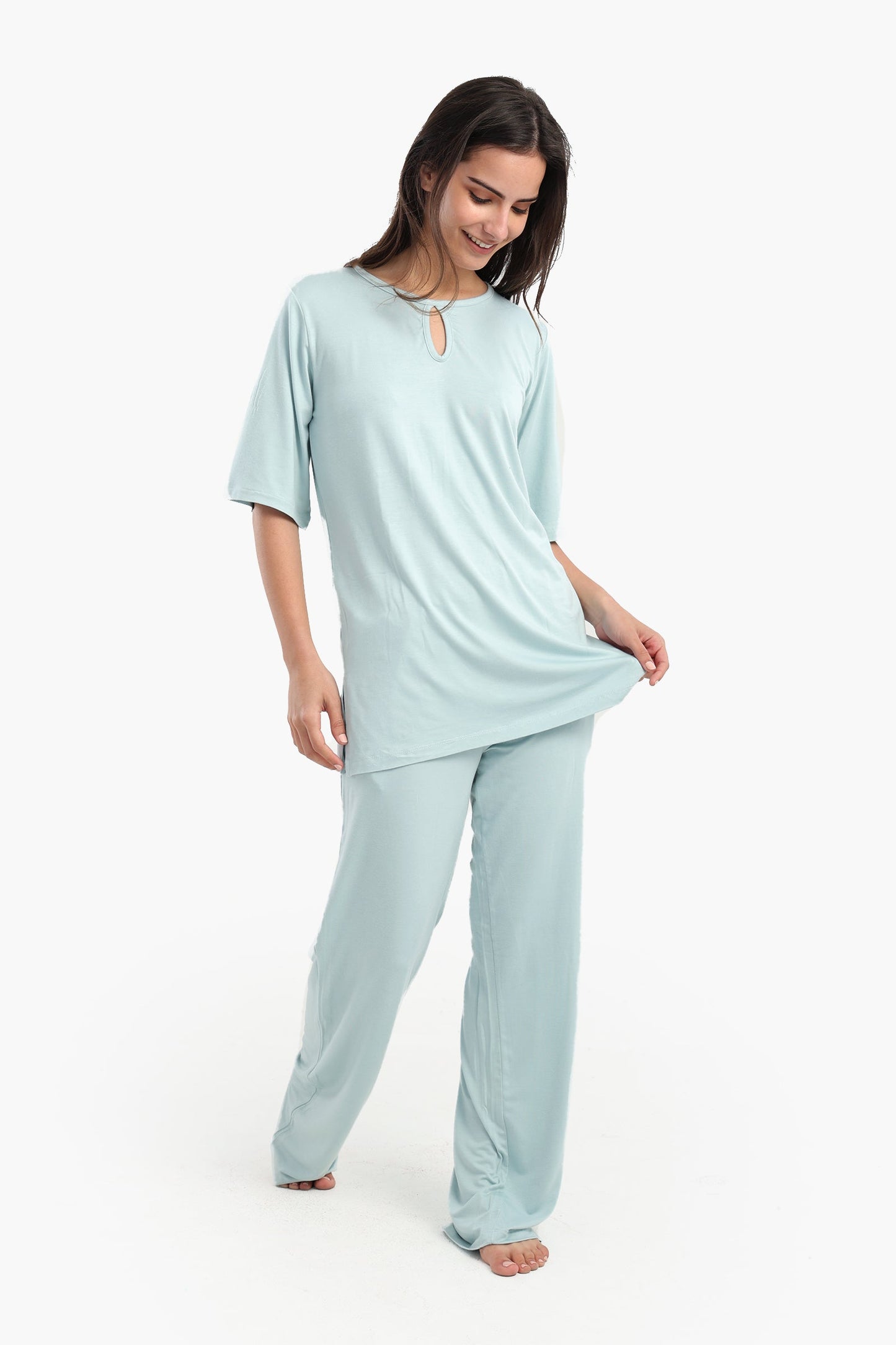 Pyjama Set with Keyhole Top