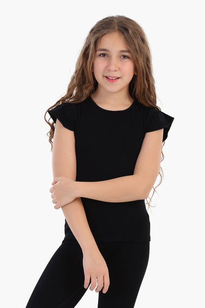 بلوزة مضلعة بكشكشة للبنات