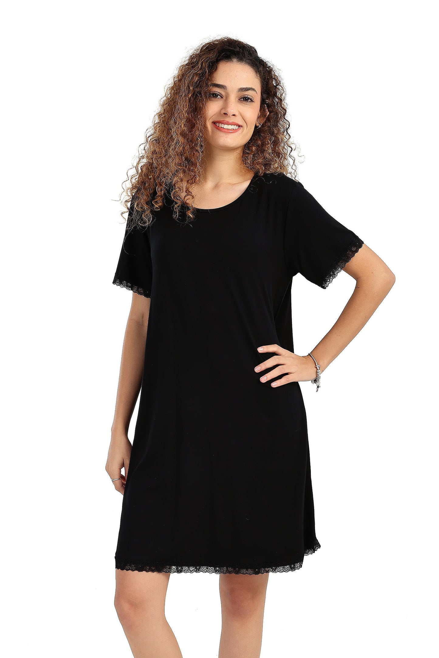 Lightweight Nightgown with Lace