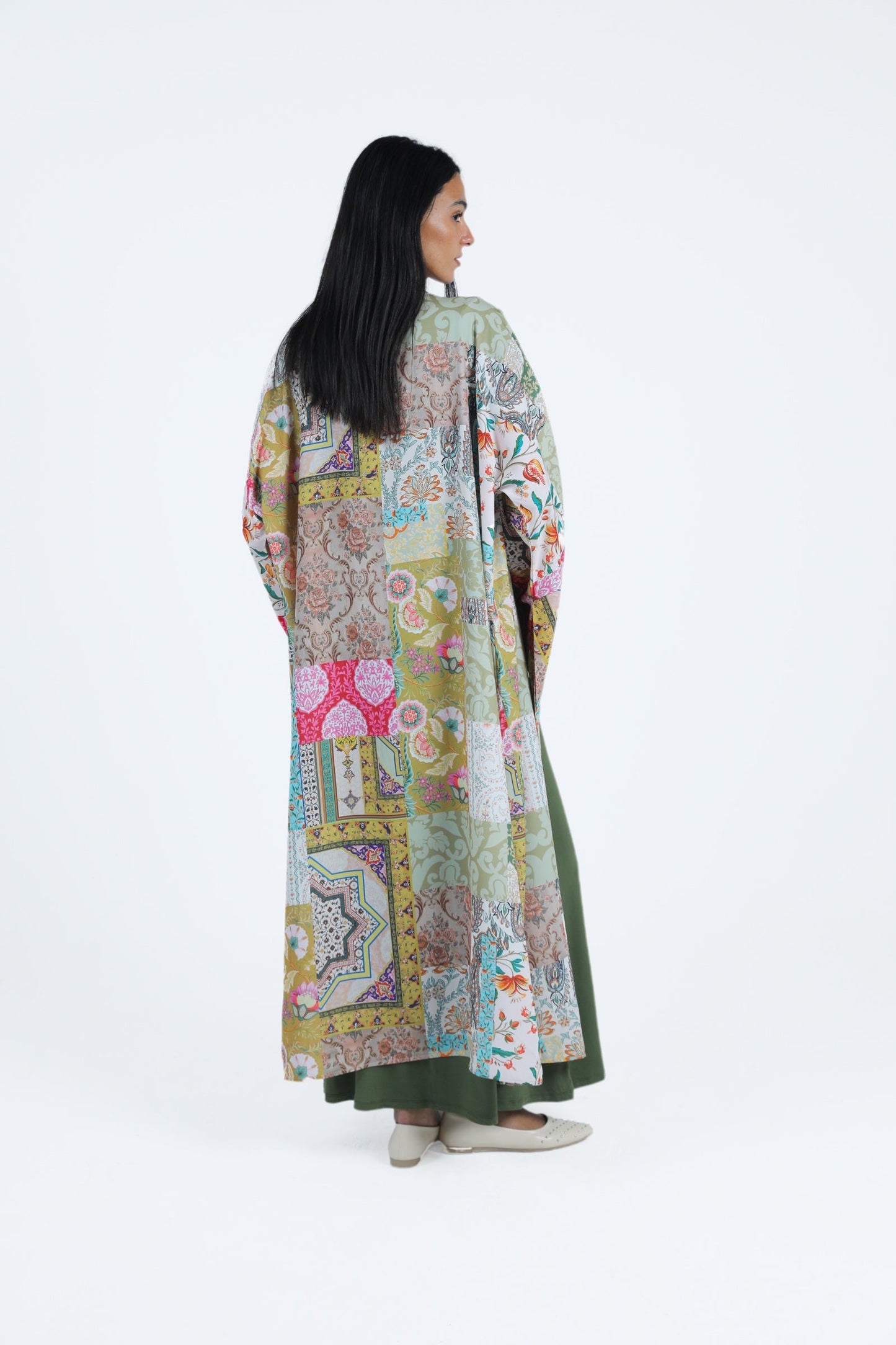 Flared Sleeves Printed Kimono