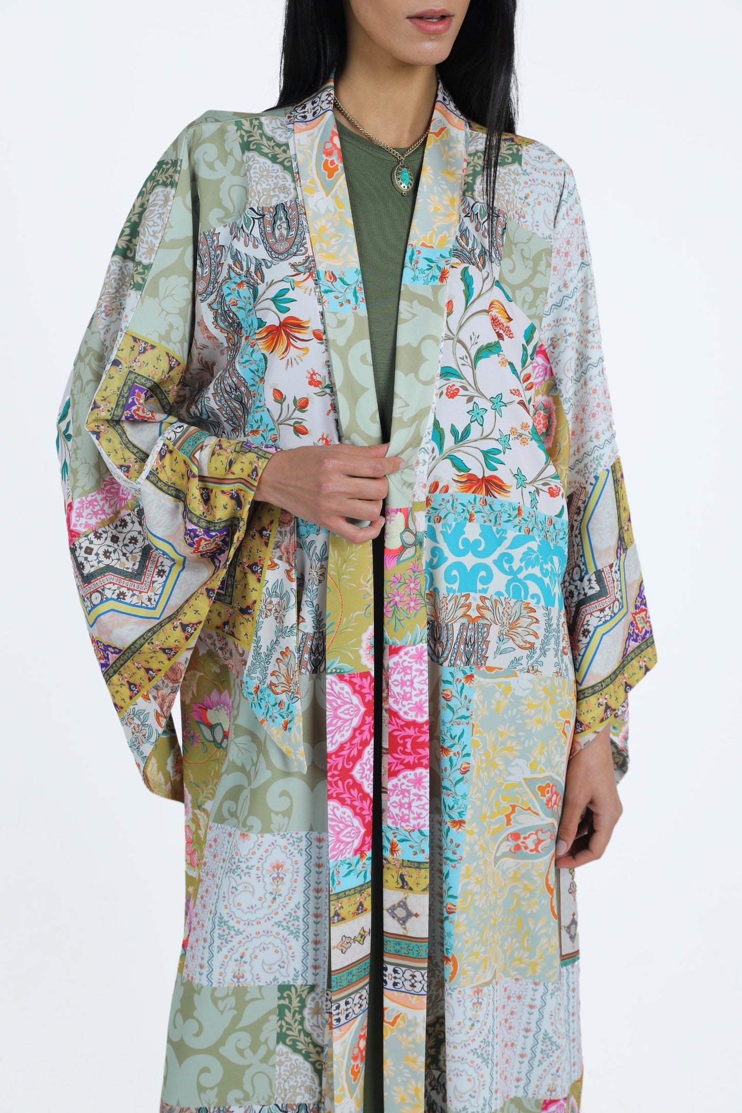 Flared Sleeves Printed Kimono