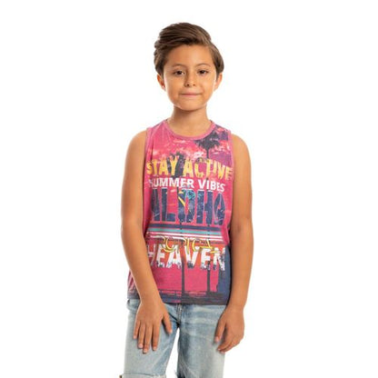 California Beach Printed Tank Top for Boys