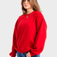 So-Off Red Oversized Crew Printed Sweatshirt