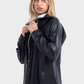 Okoye Premium Line, Black Oversized Leather Shirt