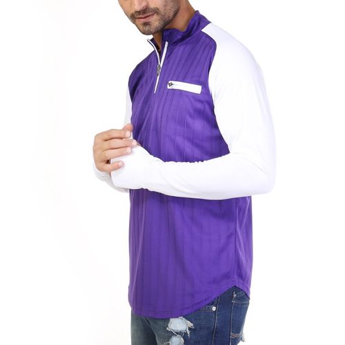 Purple Bi-Toned Sportive Quarter Zip Sweatshirt