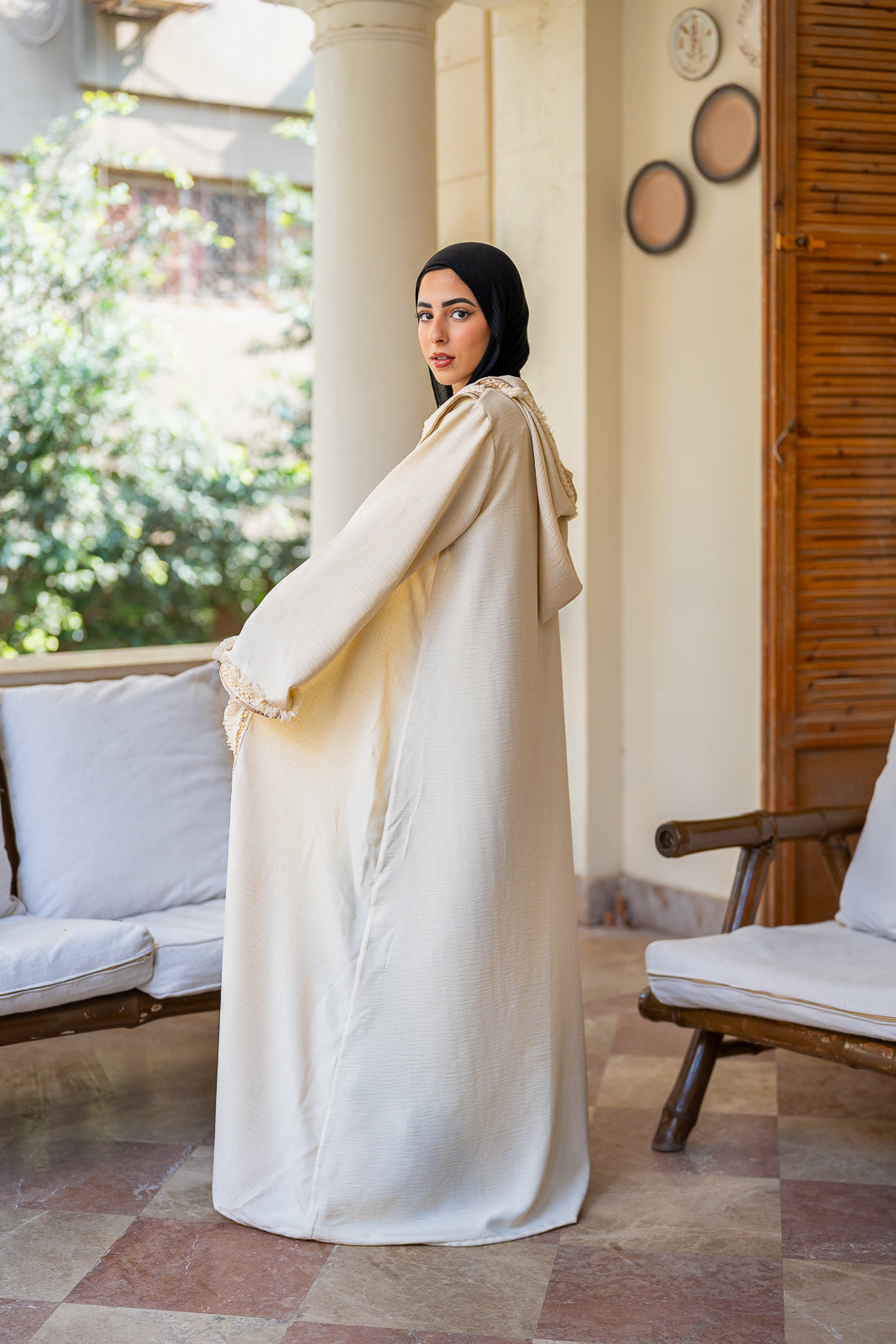 Mrgd Chic Hooded Kaftan with Tassel