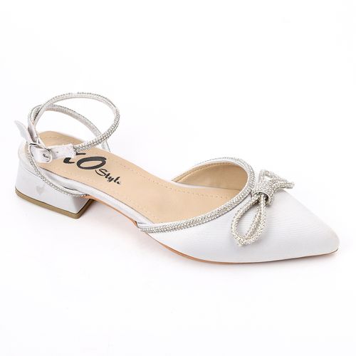Silver Soiree Rhinestone Bow Shoes