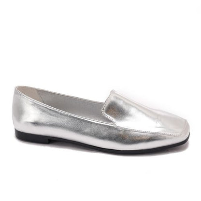 Square Toe Cap Shiny Leather Moccasin