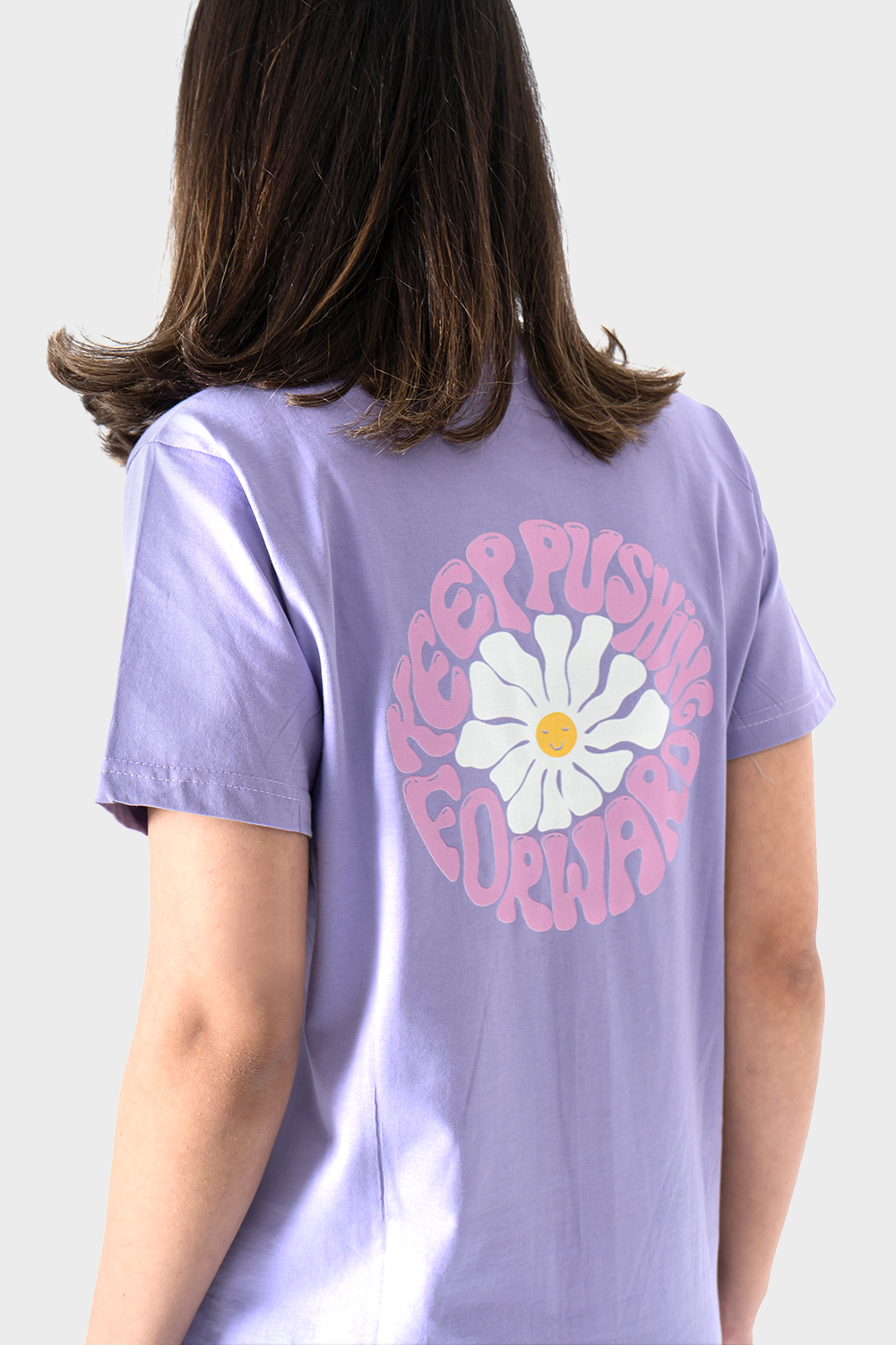 Okoye Lavender Flower Printed Short Sleeves T-Shirt