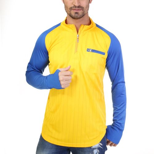 Yellow Bi-Toned Sportive Quarter Zip Sweatshirt