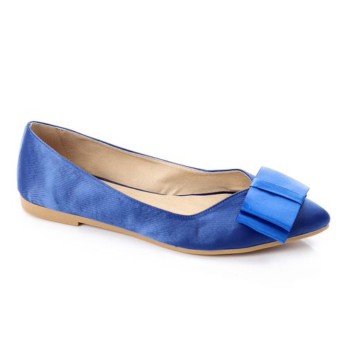 Satin Upper Bow Velvet Ballerina