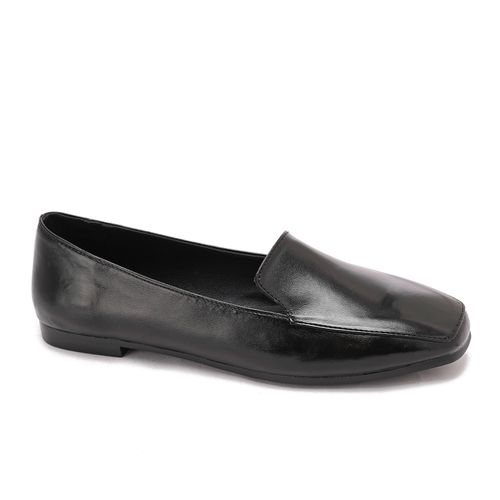 Square Toe Cap Shiny Leather Moccasin