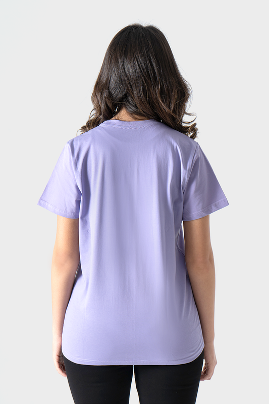 Okoye Lavender Front Printed Short Sleeves T-Shirt