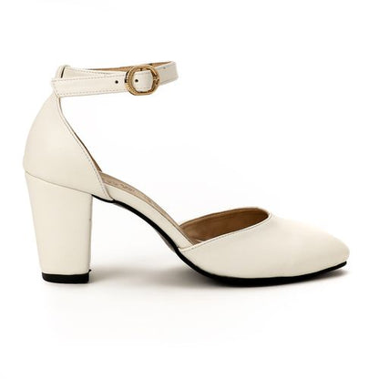 White Open Side High Heels