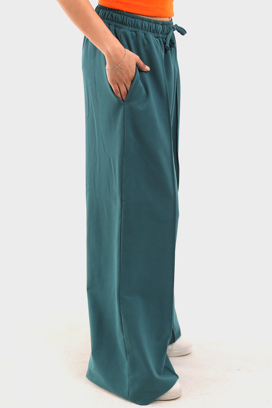 Dark Green Relaxed Summer Melton Sweatpants