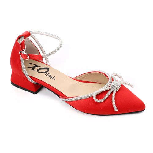 Red Soiree Rhinestone Bow Shoes
