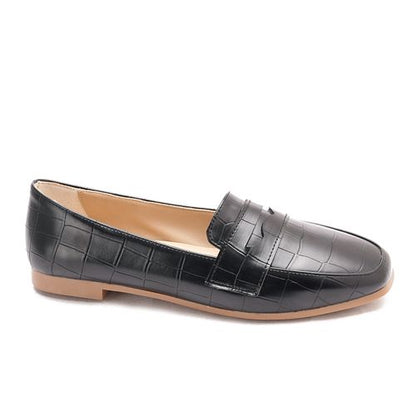 Textured Leather Flat Loafer