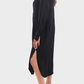 Black Linen Shirt Dress With Side Slits