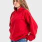 So-Off Feature Line, Red Oversized Plain Hoodie