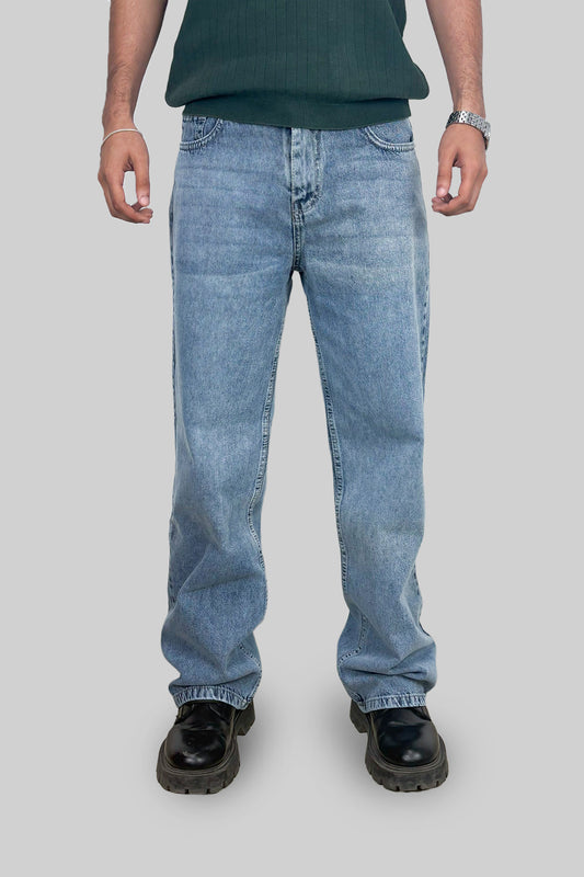 Wide Leg Jeans, Faded Blue