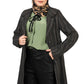 Smoky Striped Tweed Coat with Leather Belt