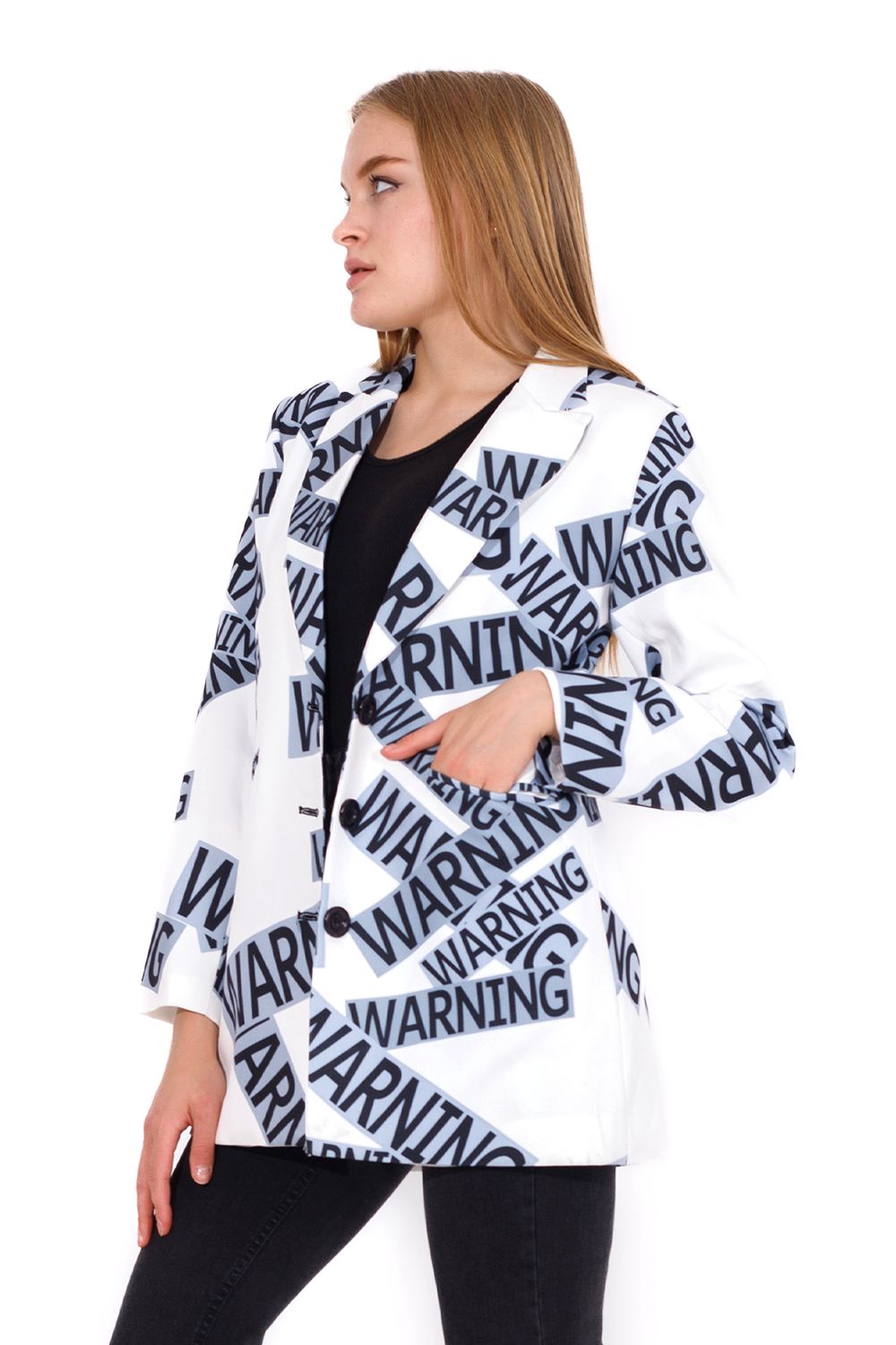 Miss Venus Printed Blazer with Long Sleeves