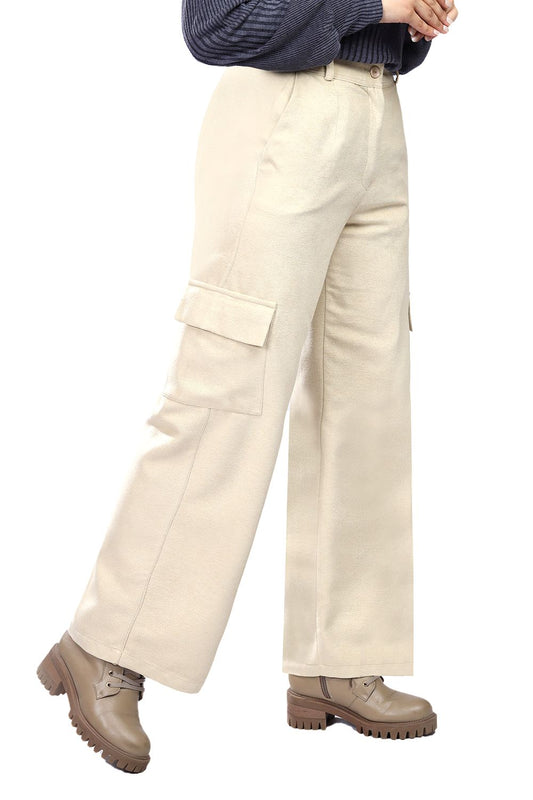 Smoky Solid Wide Leg Cargo Pants