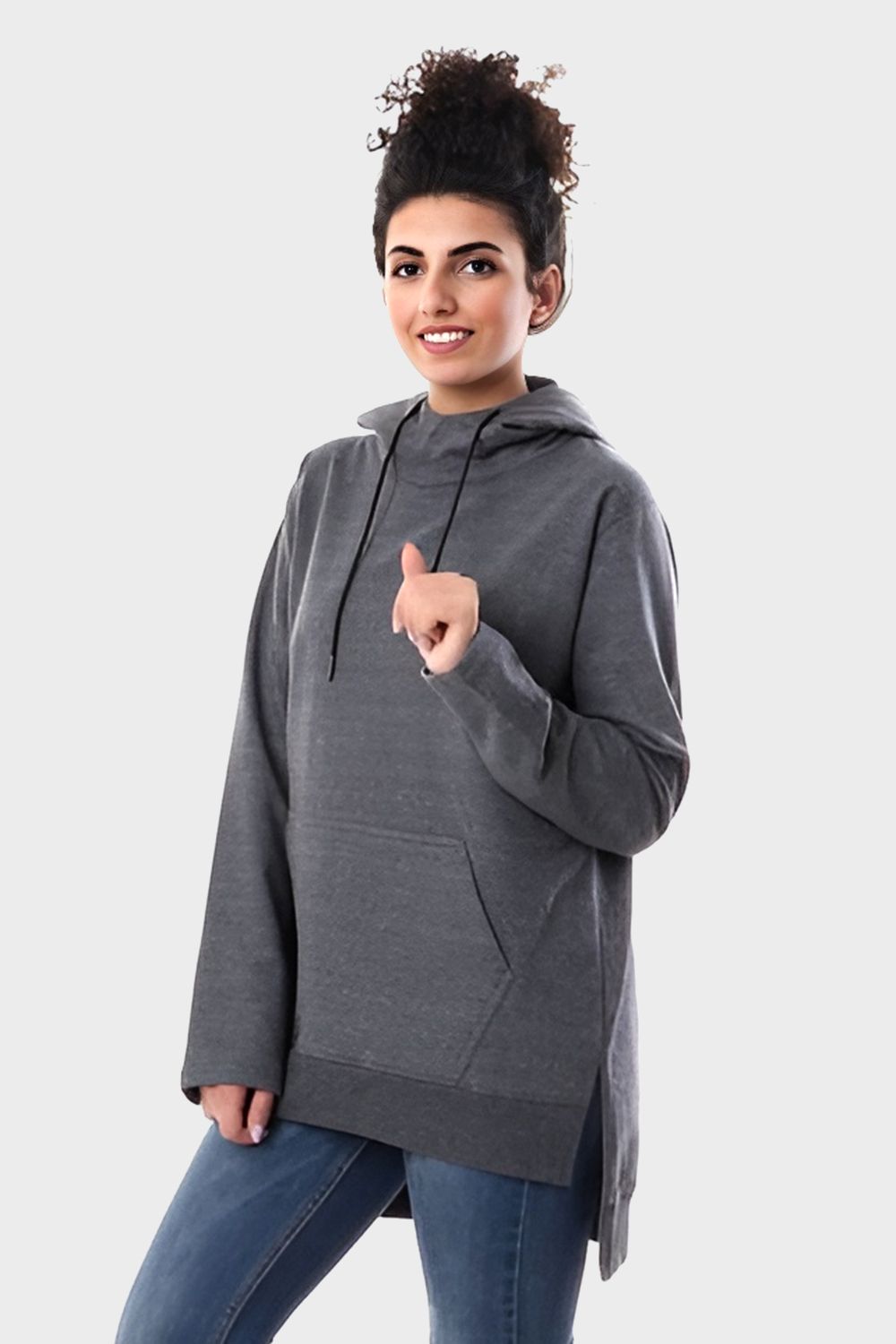 Izor High Low Plain Slip-On Hoodie