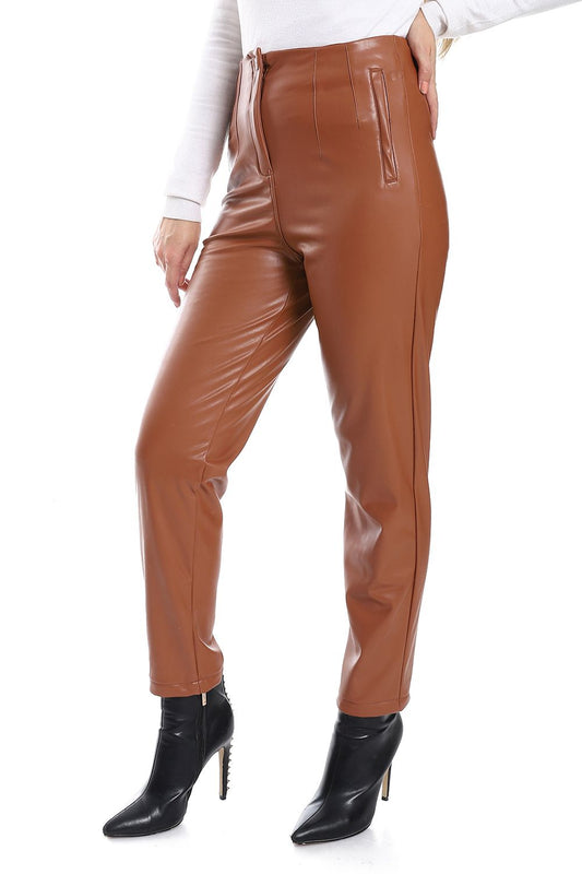 Mr.Joe Solid Leather Straight Trousers