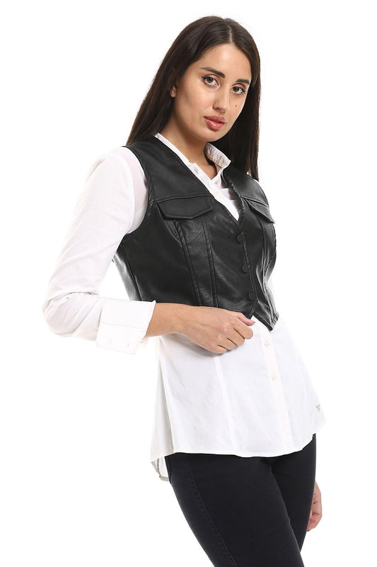 Mr.Joe Casual Cropped Leather Vest