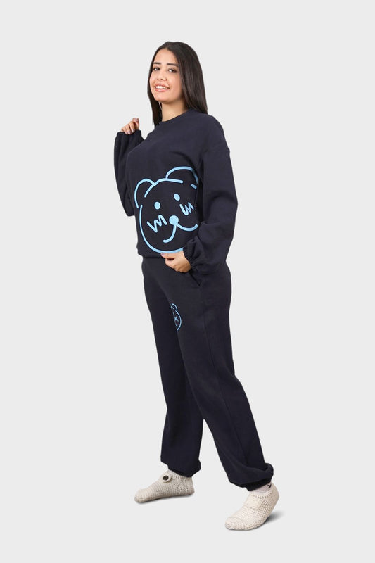 Shechick Cute Teddy Bear Printed Pajama Set