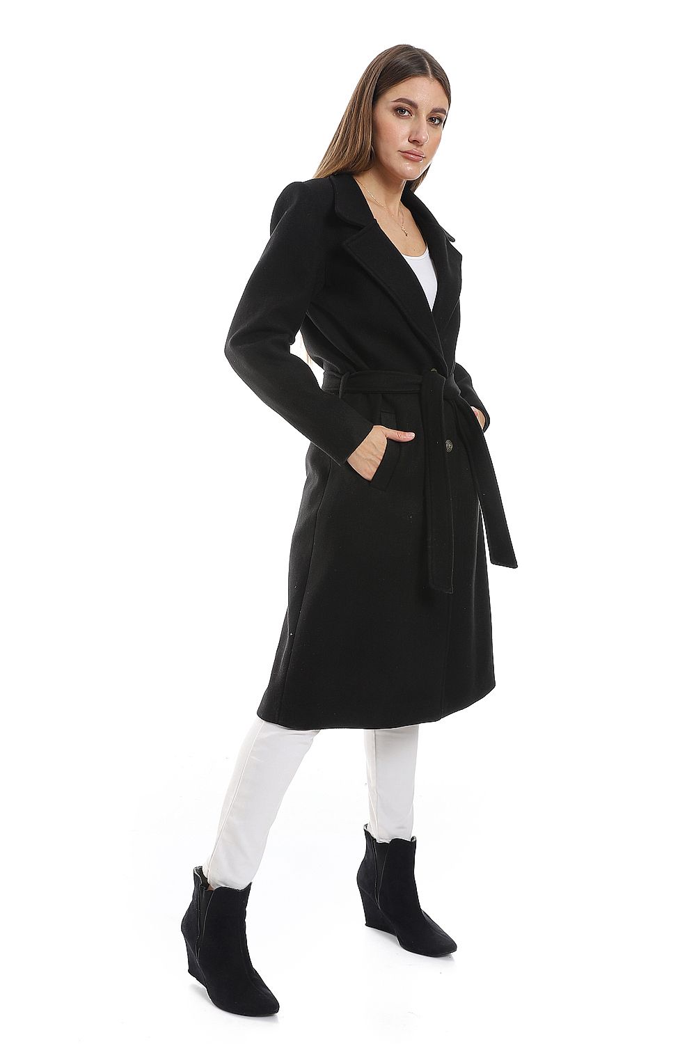 Mr.Joe Midi Solid Coat With Belt