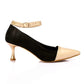 XO Style Bi-Tone Leather Kitten Heels Shoes