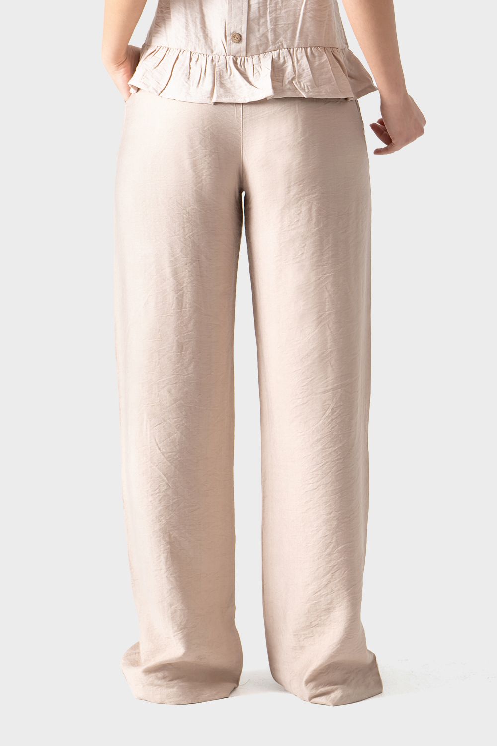 Okoye Beige Wide Leg Trousers