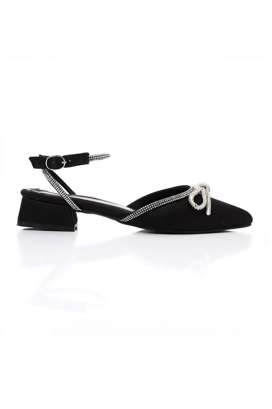 XO Style Strassed Strap Slingback Heeled Shoes