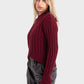 Okoye Maroon High Hip Ribbed Pullover