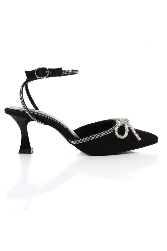 XO Style Bow Detailing Slingback High Heels Shoes