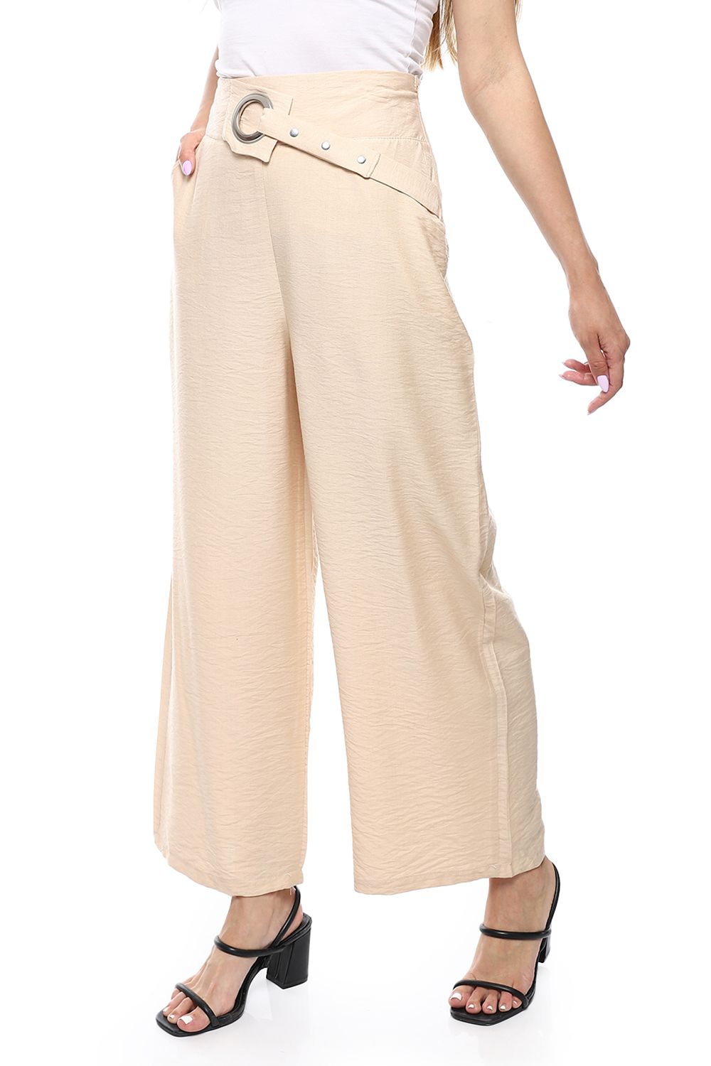 Mr.Joe Wide Leg Pants with Buckle Belt