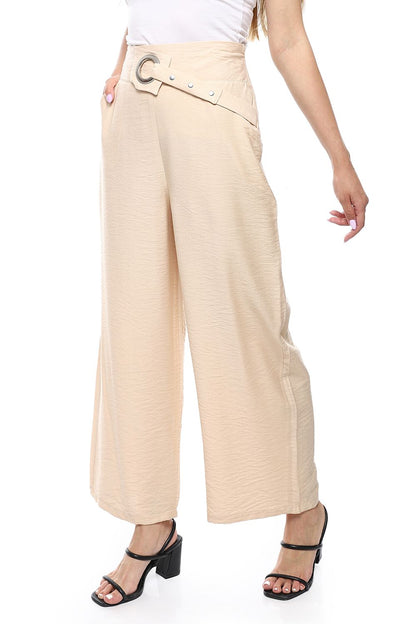Wide Leg Pants with Buckle Belt