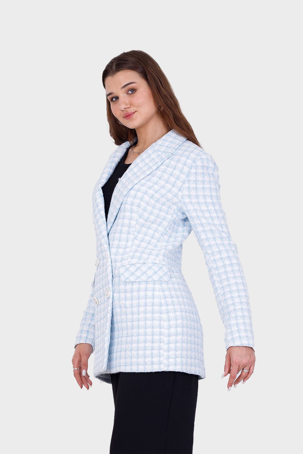 Miss Venus Wool Checkered Blazer