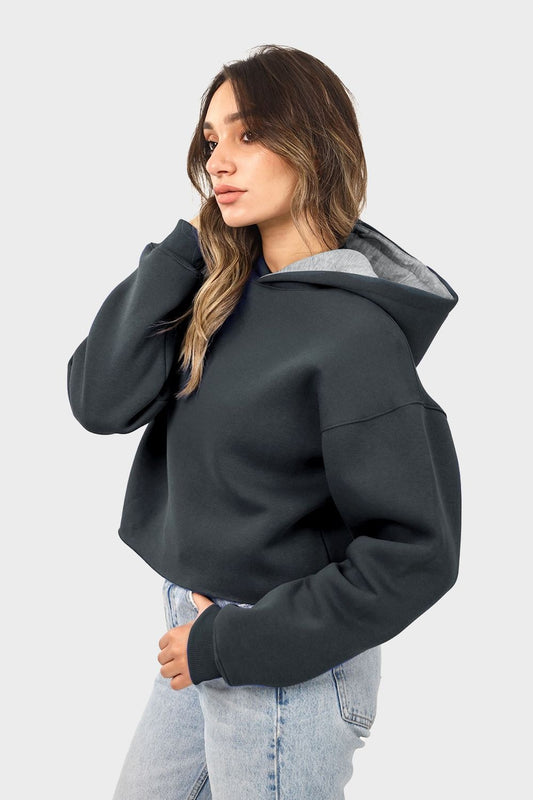 Shechick Unfinished Style Cropped Hoodie