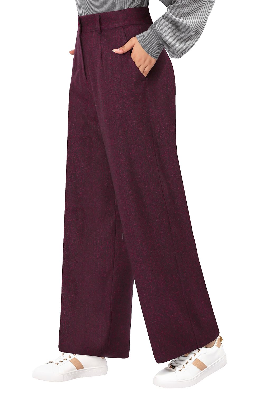 Smoky Wide Leg High Waisted Soft Tweed Pants