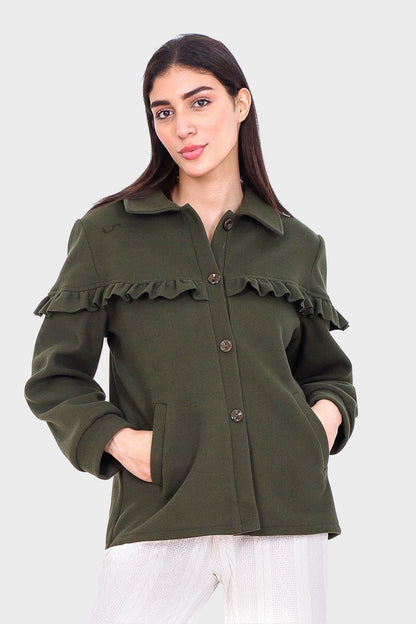 Rufflle Detailing Buttoned Blouse