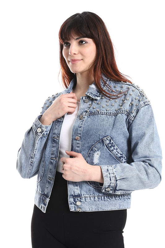 Mr.Joe Short Studded Denim Jacket